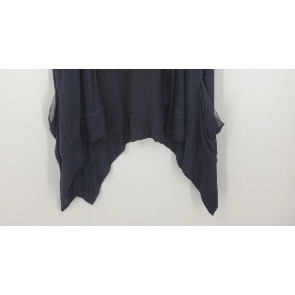 LOGO Lori Goldstein Vest Womens Medium Black Open Front Asymmetric Pockets Boho - Picture 3 of 8